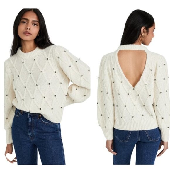 Eleven Six Zaria alpaca wool open back sweater with glass beads detail Size M/L - Picture 1 of 10